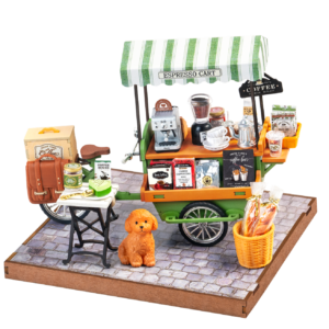 Rolife Aromatic Coffee Cart – 3D Miniatűr Kávéskocsi Építőkészlet